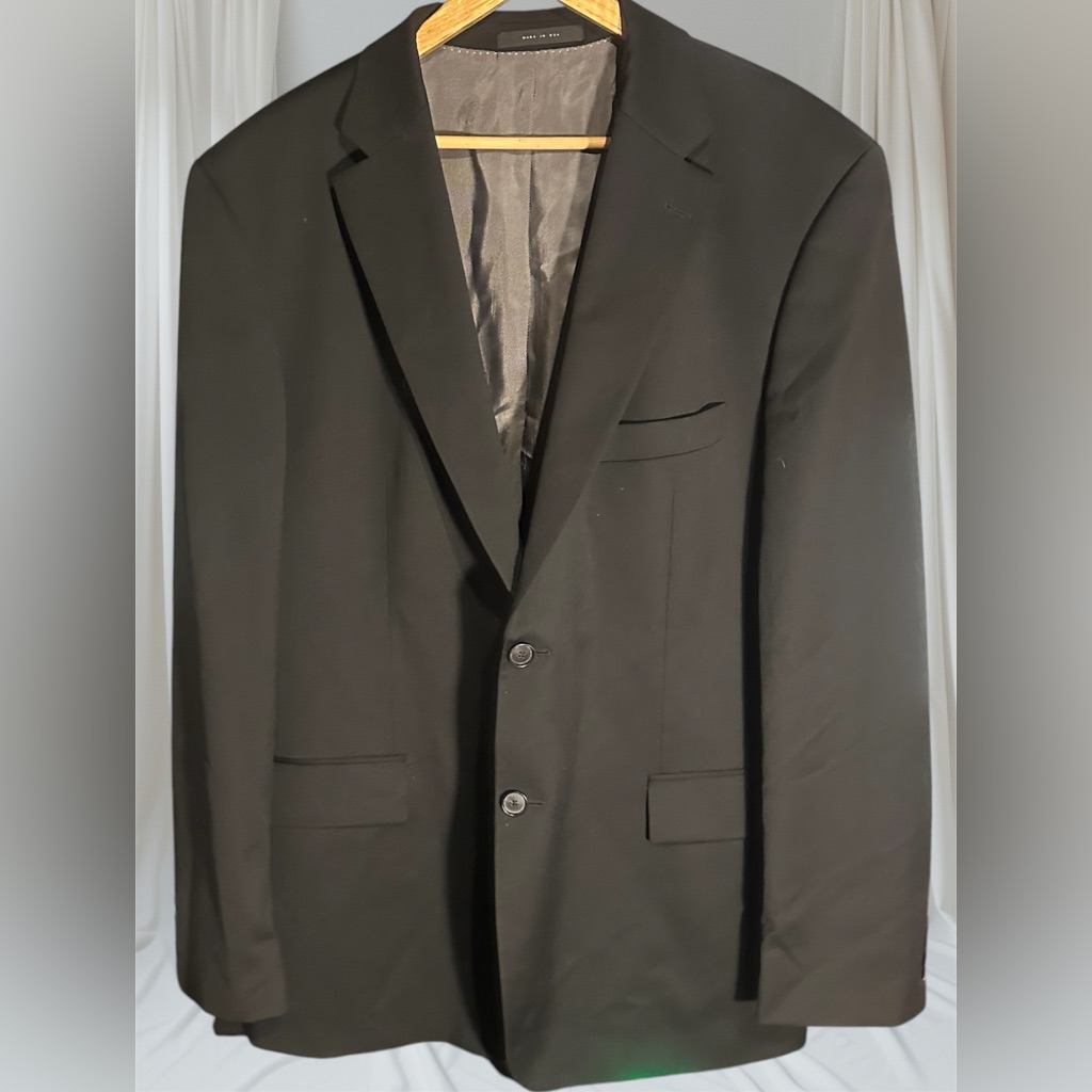 Hugo Boss 100% Virgin Wool Blazer Sport Coat Jacket Men's 48r Black Luxe Preppy